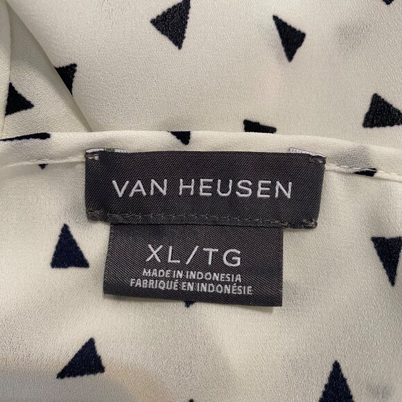 Van Heusen Blouse Women’s Size XL Tunic Geometric Sheer Keyhole Neck - Picture 9 of 11